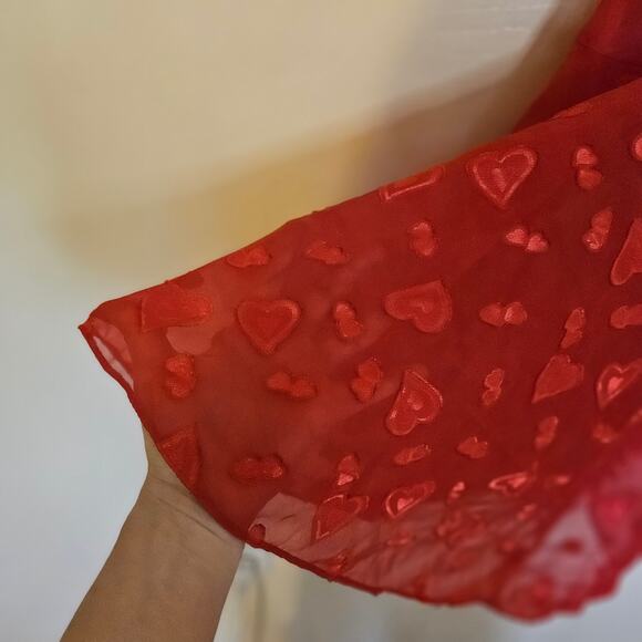 Inner Most Size Small S Red Lingerie Slip Hearts Valentines Day Feather Sheer - Picture 10 of 11
